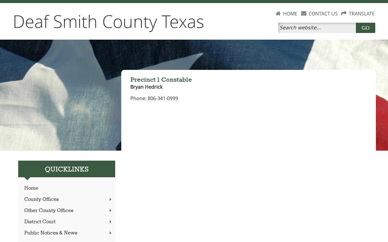 Deaf Smith County warrant search service contact for the Precinct 1 Constable