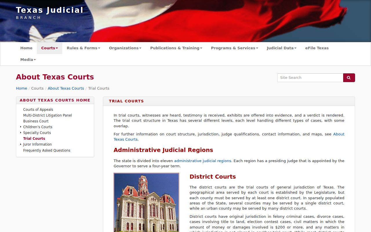 Deaf Smith County arrest warrant records within the Texas trial court structure