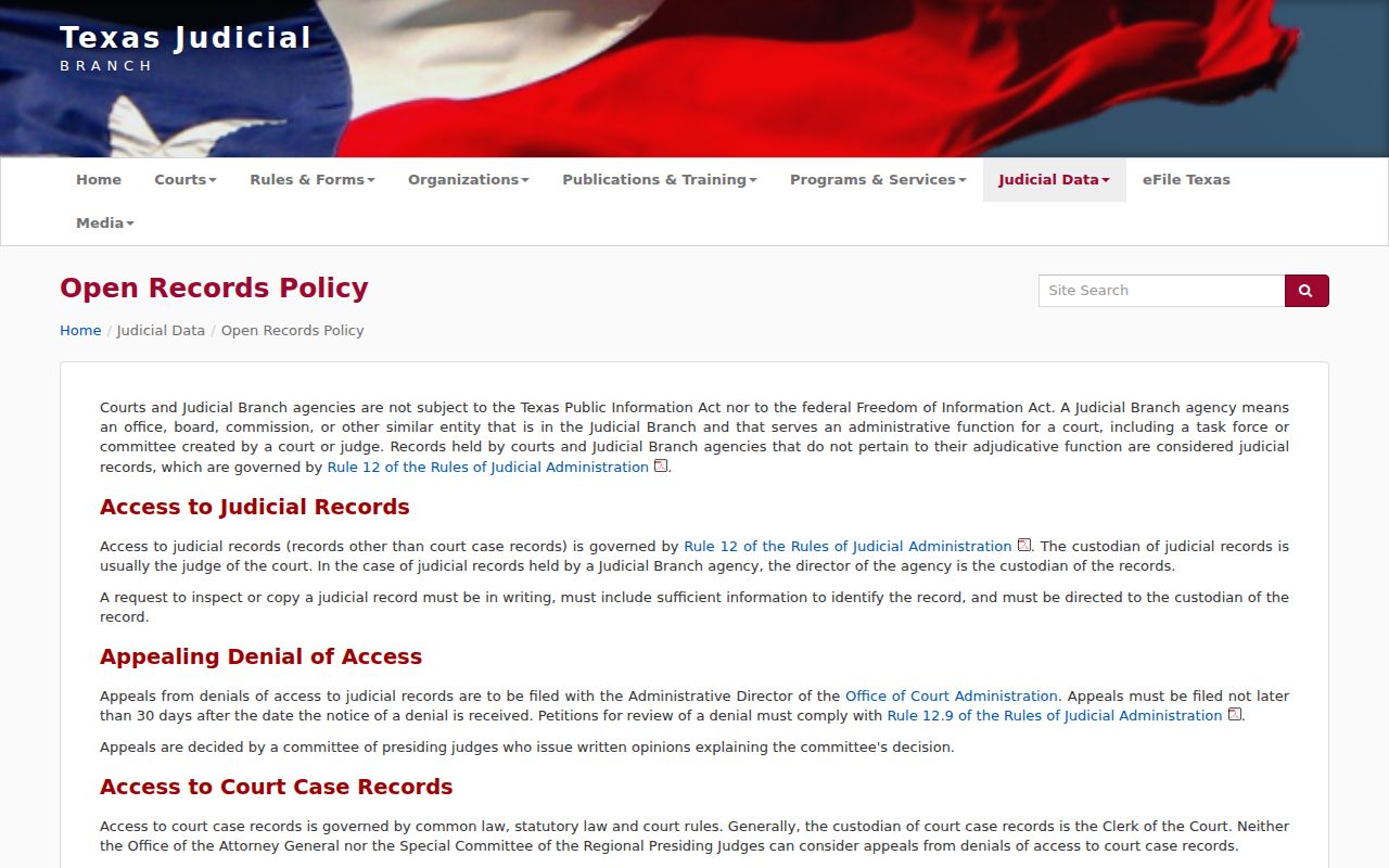 Deaf Smith County arrest warrant records and judicial record access rules