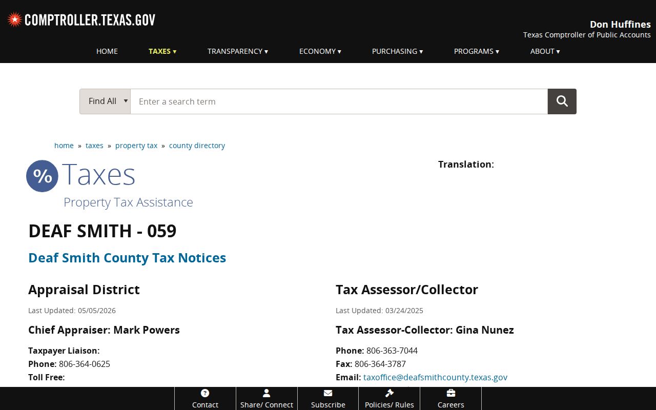 Hereford and Deaf Smith County warrant records municipal jurisdiction in the Texas taxing-unit directory